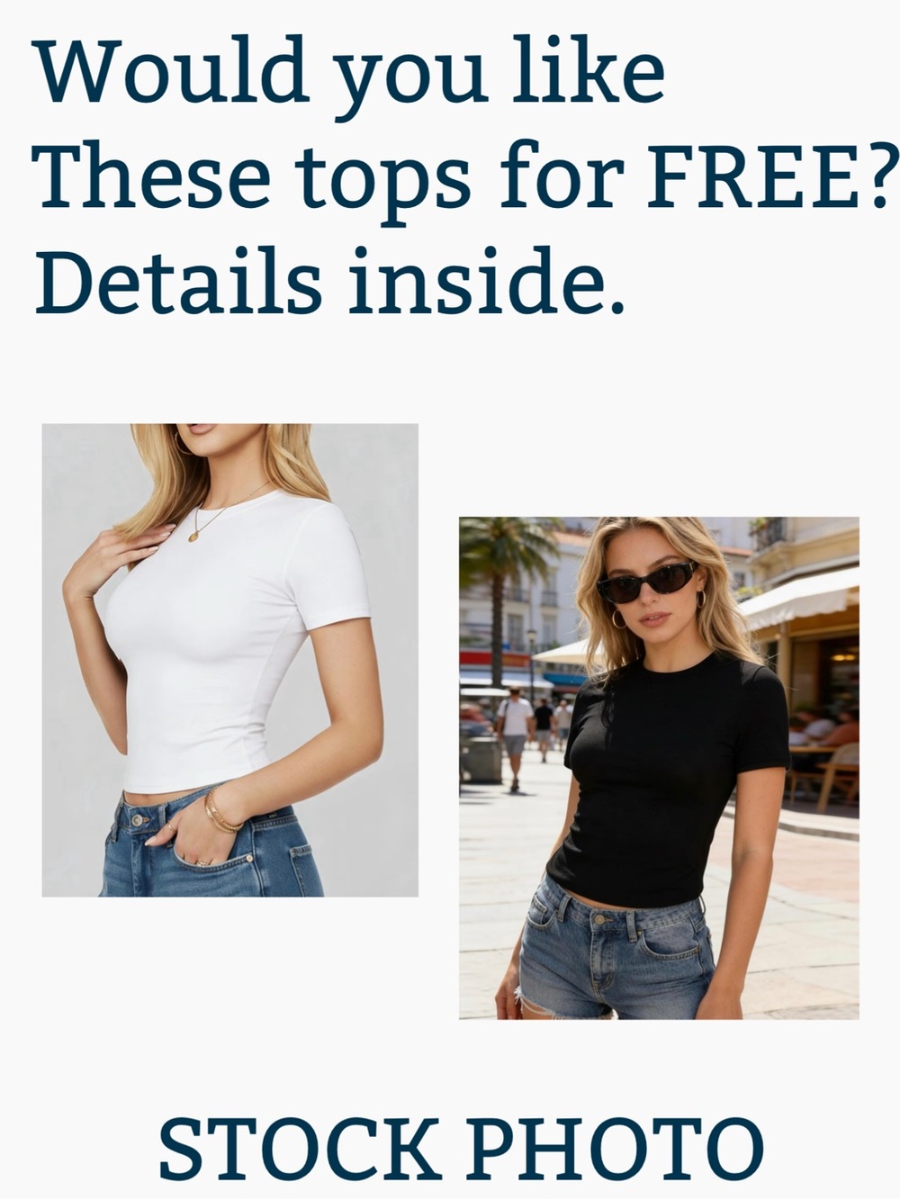 Package of 2 Women's Short Sleeve Crewneck Tees in White and NavyBlue